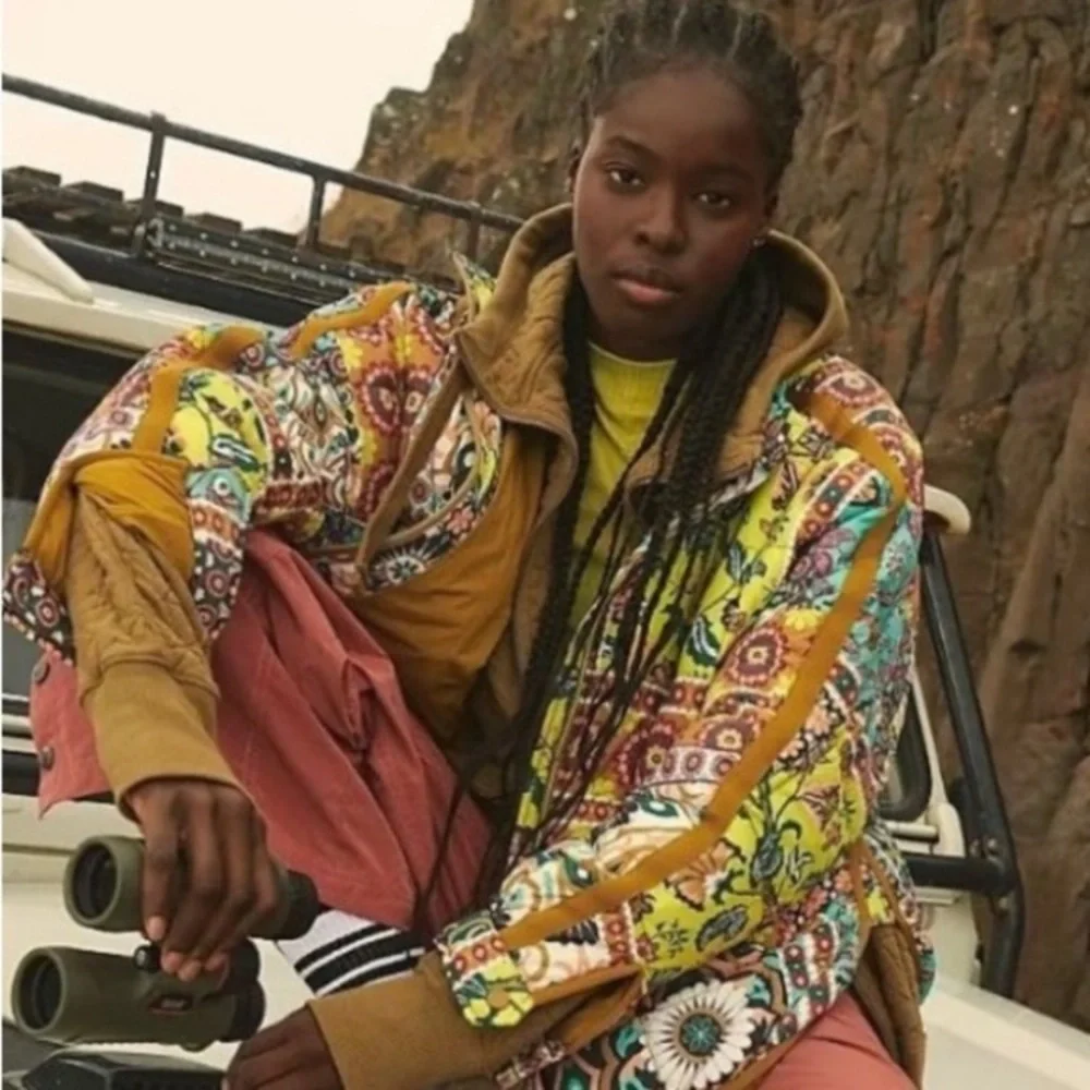 Free People Multicolor Patterned Puffer Jacket